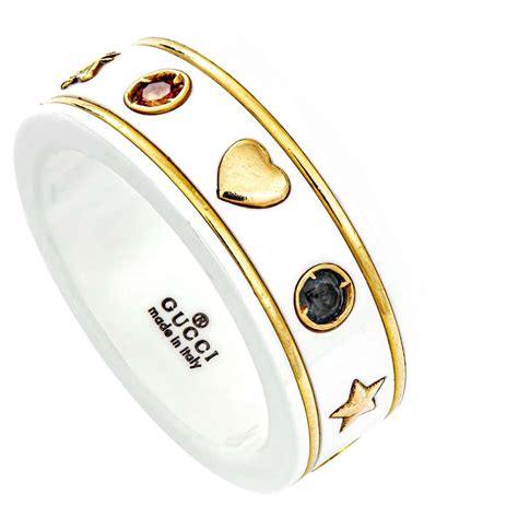 gucci icon 18k ring|Gucci icon ring with gemstones.